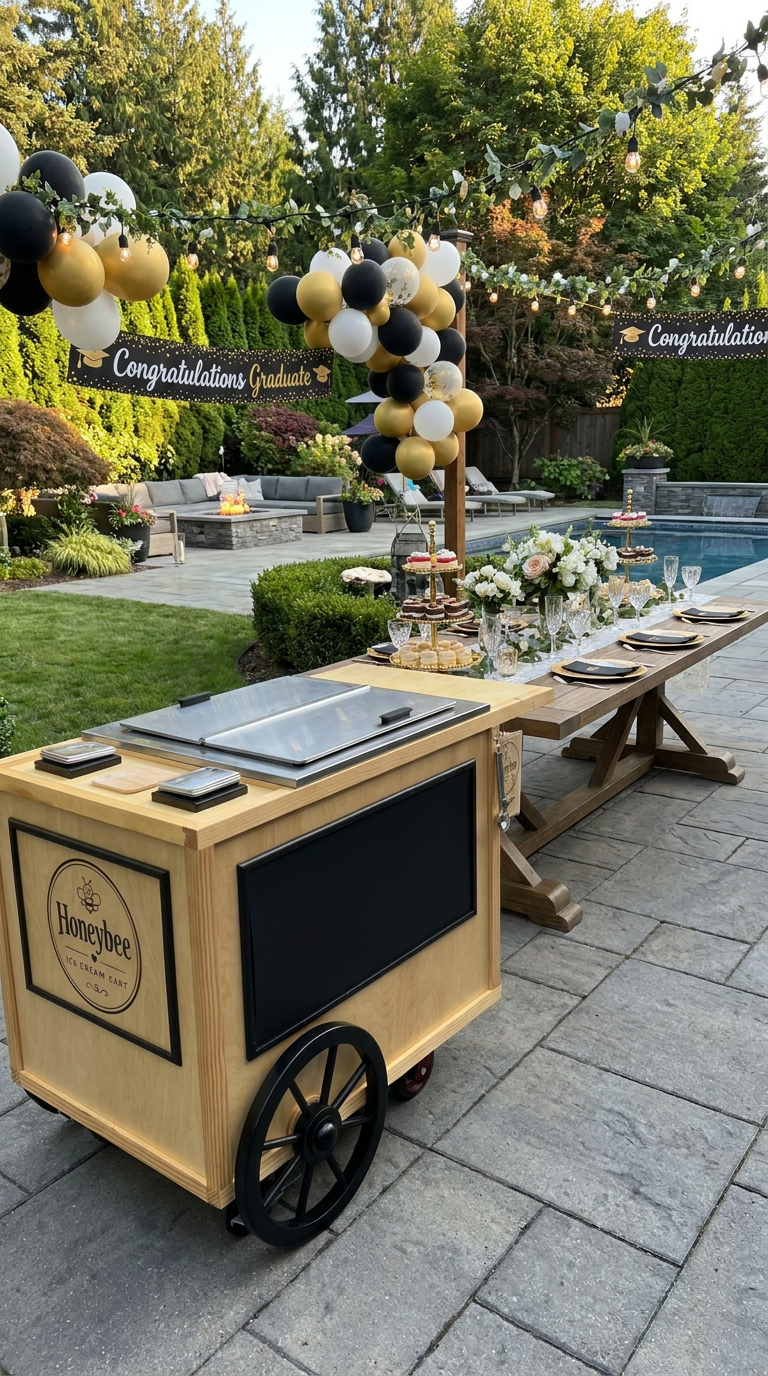 HoneyBee cart staged for a graduation party