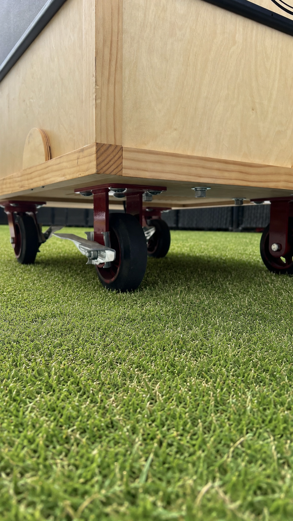 Close-up of the HoneyBee cart industrial caster wheels